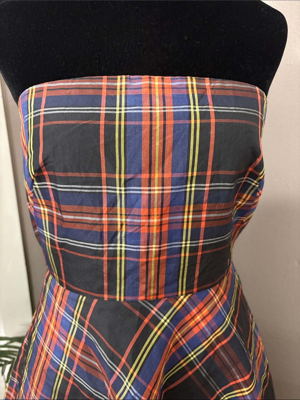 NWT Vintage J.Crew Silk Taffeta Tartan Strapless Holiday 2006 Dress - Size 2 - Picture 3 of 8